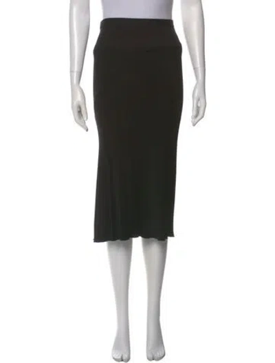 Pre-owned Rick Owens Raw-edge Trim Midi Length Skirt In Black