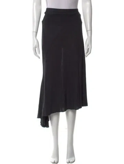 Pre-owned Rick Owens Raw-edge Trim Midi Length Skirt In Black