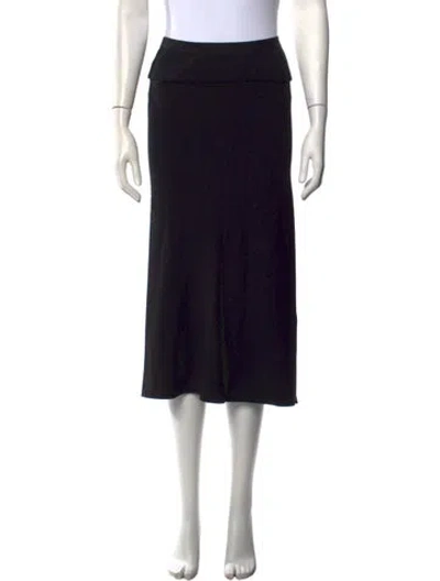 Pre-owned Rick Owens Raw-edge Trim Midi Length Skirt In Black