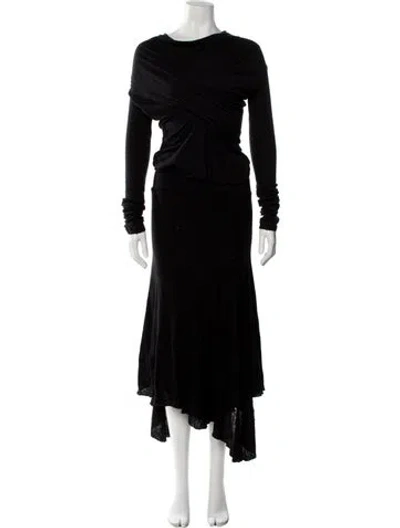 Pre-owned Rick Owens Raw-edge Trim Skirt Set In Black