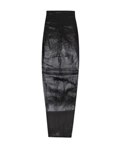 Rick Owens Rear-slit Cotton Maxi Skirt In Black
