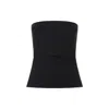 Rick Owens Strapless Black Top With Fitted Bodice And Flared Hem In Black