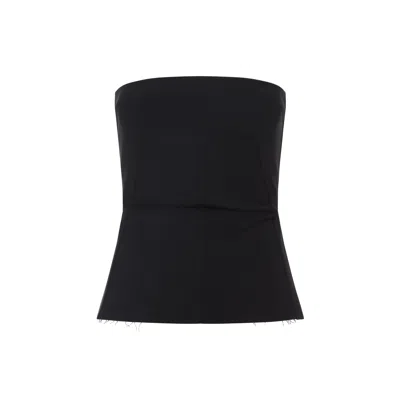 Rick Owens Strapless Black Top With Fitted Bodice And Flared Hem