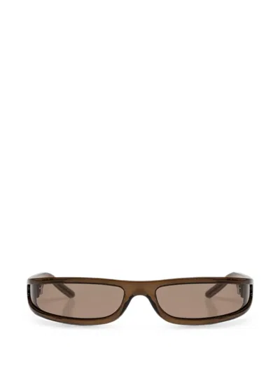 Rick Owens Frog Sunglasses Lightweight Thin Frame Modern Shape In Brown