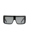 Rick Owens Rectangular Black Acetate Sunglasses With Silver Rivets