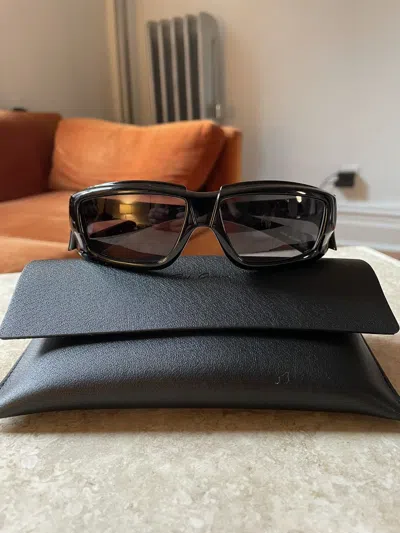 Pre-owned Rick Owens Rectangular Framed Sunglasses In Black
