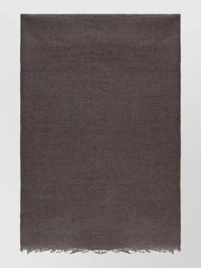Rick Owens Rectangular Fringed Wool Silk Womens Scarf In Brown