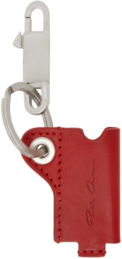 Rick Owens Red & Silver Mini Lighter Holder Keychain In 03 Cardinal Red