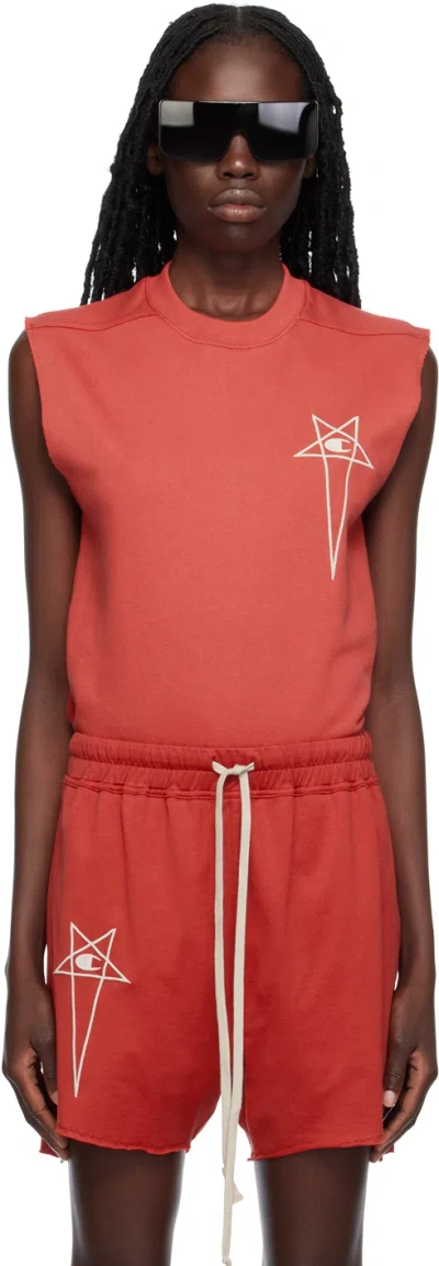 Rick Owens Red Champion Edition Basketball Tank Top In 73 Carnelian