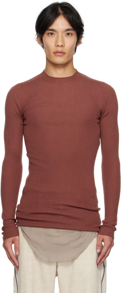 Rick Owens Red Concordians Ribbed Round Neck Sweater