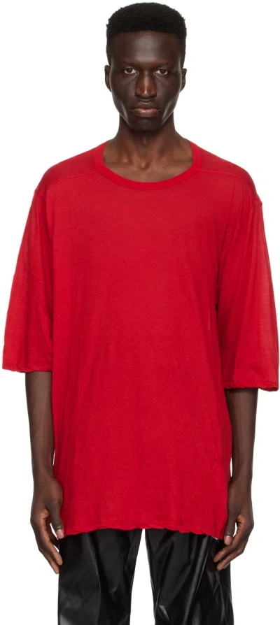 Rick Owens Red Crewneck T-shirt In 03 Cardinal Red