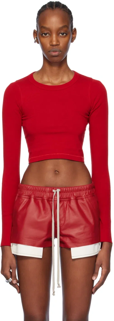 Rick Owens Red Crop T Long Sleeve T-shirt In 03 Cardinal Red