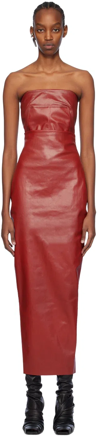 Rick Owens Red Dirt Pillar Denim Maxi Skirt