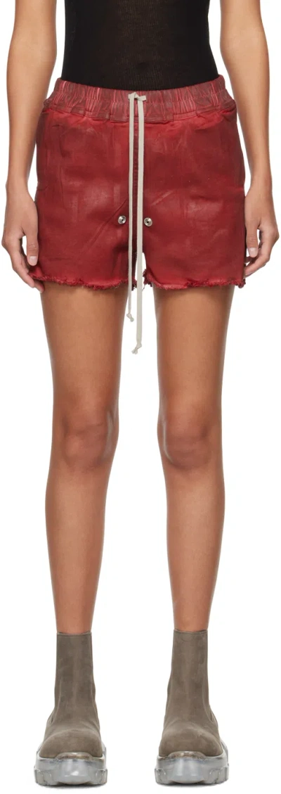 Rick Owens Red Gabe Denim Shorts In 03 Cardinal Red