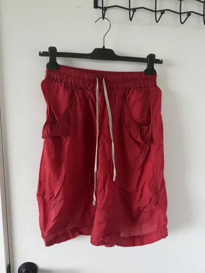 Pre-owned Rick Owens Red Lido Pocket Detailed Shorts