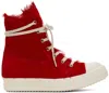 RICK OWENS RED UNSHAVED trainers