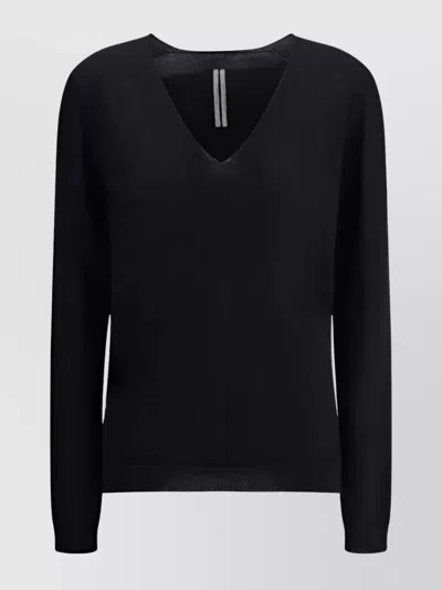 Rick Owens Refined Cashmere V-neck Sweater In Black