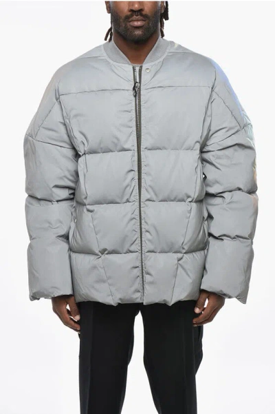 RICK OWENS REFLECTIVE FABRIC QUILTED DOWN JACKET
