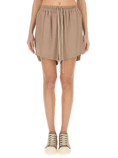 Rick Owens Relaxed Fit Bermuda Mini Shorts In Brown
