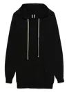 Rick Owens Relaxed Fit Black Hoodie With Classic Drawstring In Black