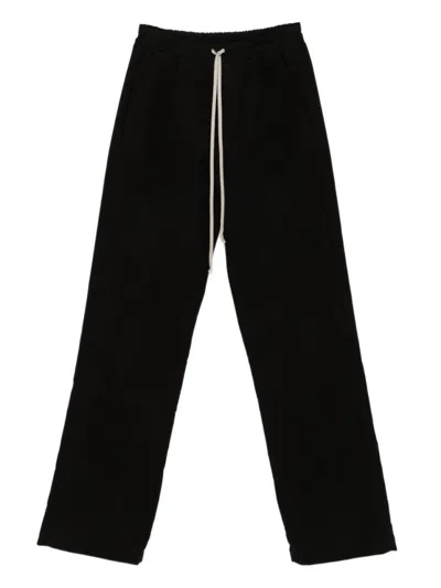 RICK OWENS RELAXED FIT BLACK TROUSERS WITH DRAWSTRING WAISTBAND