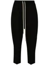 Rick Owens Relaxed Fit Drawstring Cropped Trousers In Black