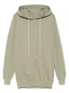Rick Owens Relaxed-fit Green Hoodie With Drawstring Hood In Gray