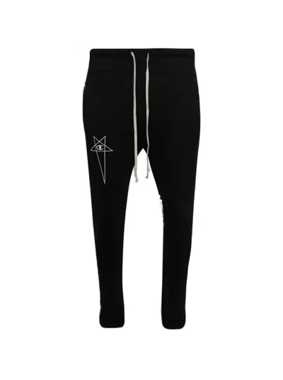 Rick Owens Relaxed Fit Knitted Joggers With Unique Graphic Detail In Black