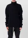 Rick Owens Relaxed Fit Ribbed Turtleneck Sweater In Black