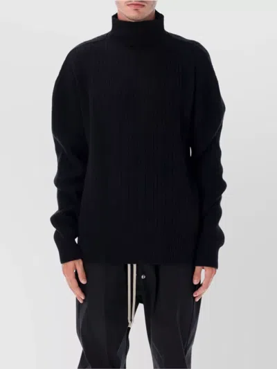RICK OWENS RELAXED FIT RIBBED TURTLENECK SWEATER