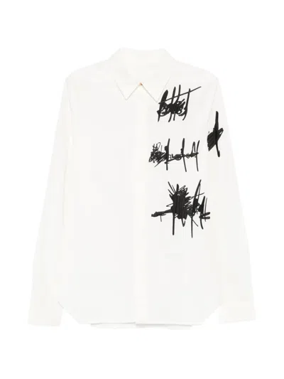 Rick Owens Rev Embroidered Button-up Shirt In White