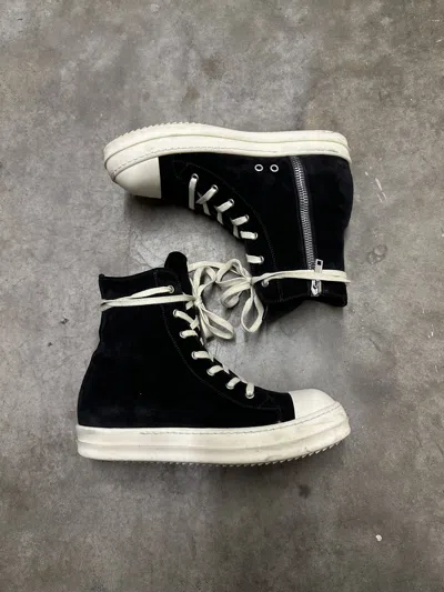 Pre-owned Rick Owens Reverse Leather Ramones Shoes In Black