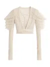 Rick Owens Beige Solid V Neck Top In Neutral