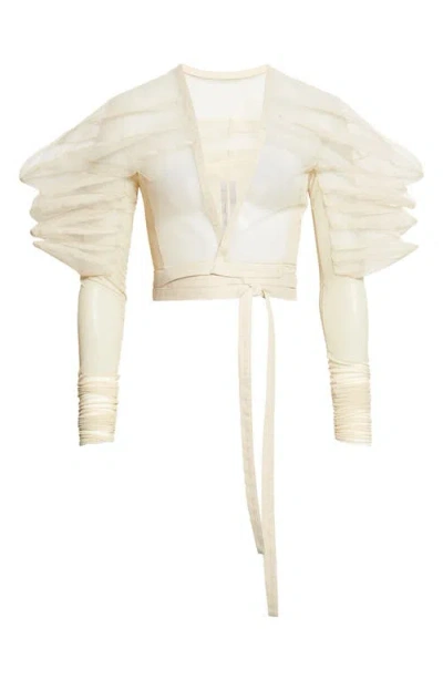 Rick Owens Rhino Tulle Wrap Top In White