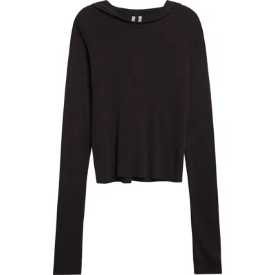 Rick Owens Rib Crop Hoodie In Black
