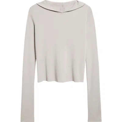 Rick Owens Rib Crop Hoodie In Gray