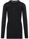 Rick Owens Black Cotton Ribbed Long Sleeves T-shirt In Black