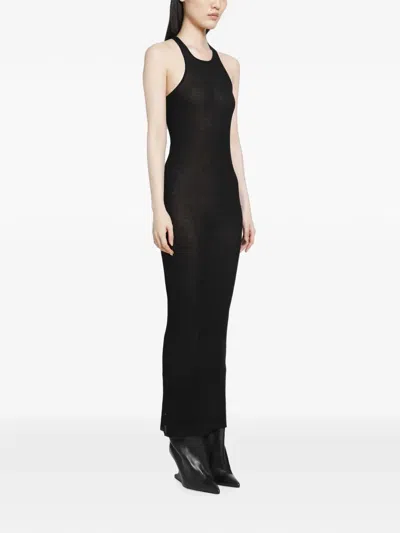 Rick Owens Rib Long Sleeve Dress In Black