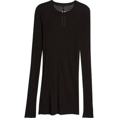 Rick Owens Rib Long Sleeve Sheer T-shirt In Black