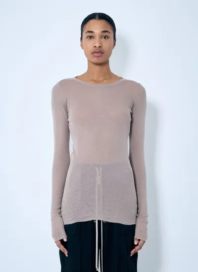 Rick Owens Rib Long Sleeve T-shirt In Beige