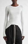 Rick Owens Rib Long Sleeve T-shirt In Milk