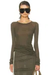 Rick Owens Rib Long Sleeve Top In Green
