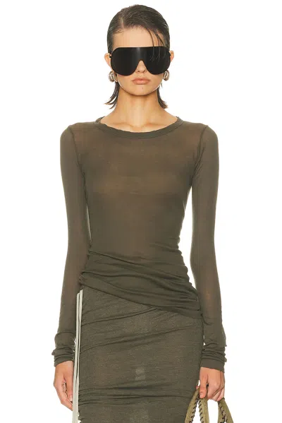 Rick Owens Rib Long Sleeve Top In Green
