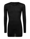 Rick Owens Rib Long Sleeves T-shirt Clothing In Black