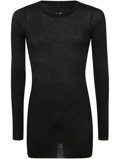 Rick Owens Rib Long Sleeves T-shirt Clothing In Black