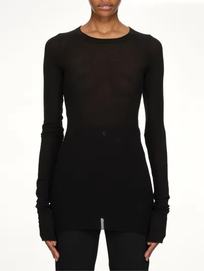 Rick Owens Rib Ls T In Black