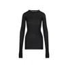 Rick Owens Ribbed Long-sleeve Top With Signature Back Stitching In Black