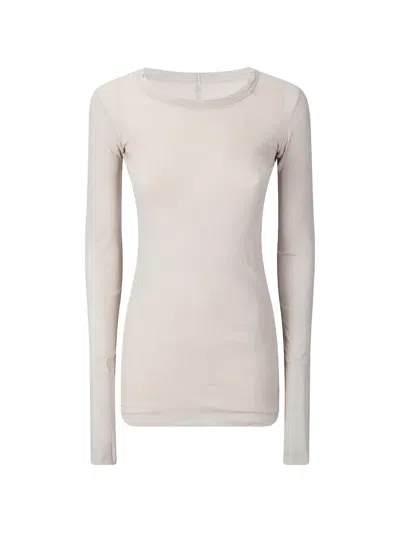Rick Owens Long Sleeve Knit Top Round Neck In Neutral