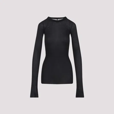 Rick Owens Rib Ls T-shirt In Black