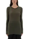 Rick Owens Sheer Fabric Long Sleeves Round Neck In Green